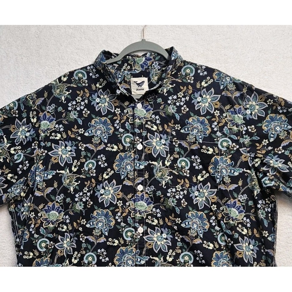 Yiume Shirt Mens 3XL Art Japanese Floral Hawaiian All Over Print Cotton Beach